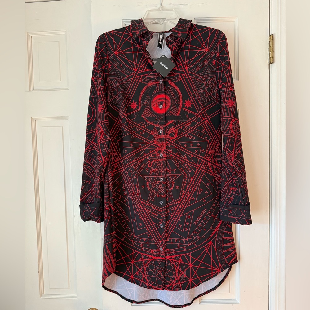 BlackMilk Secret Society Red Business Time Shirt Dress, NWT